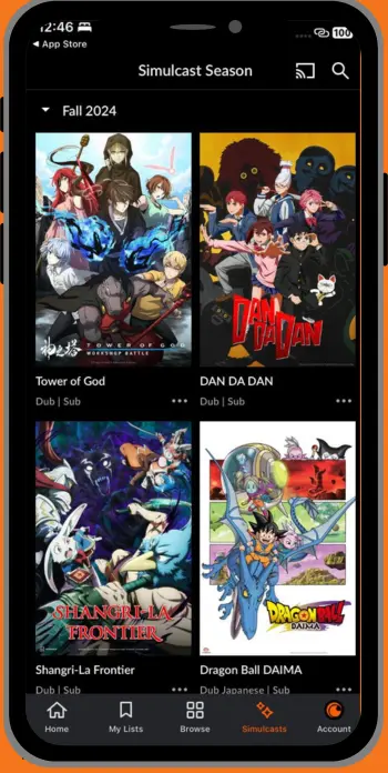 Crunchyroll App Screenshot